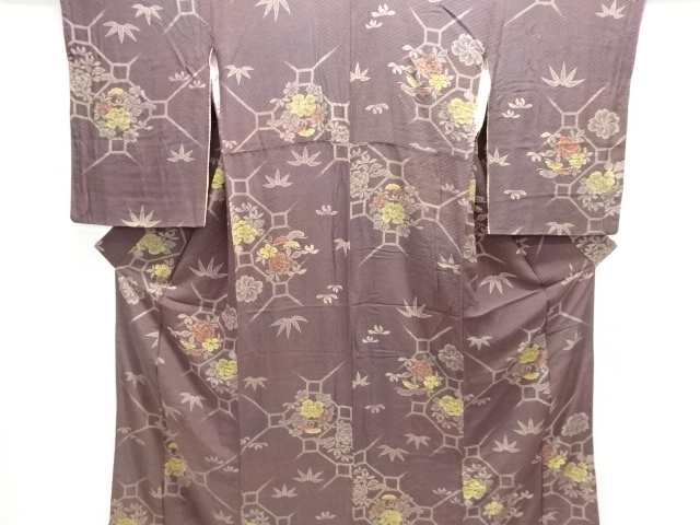 アンティーク　錦紗　蜀江に花模様着物